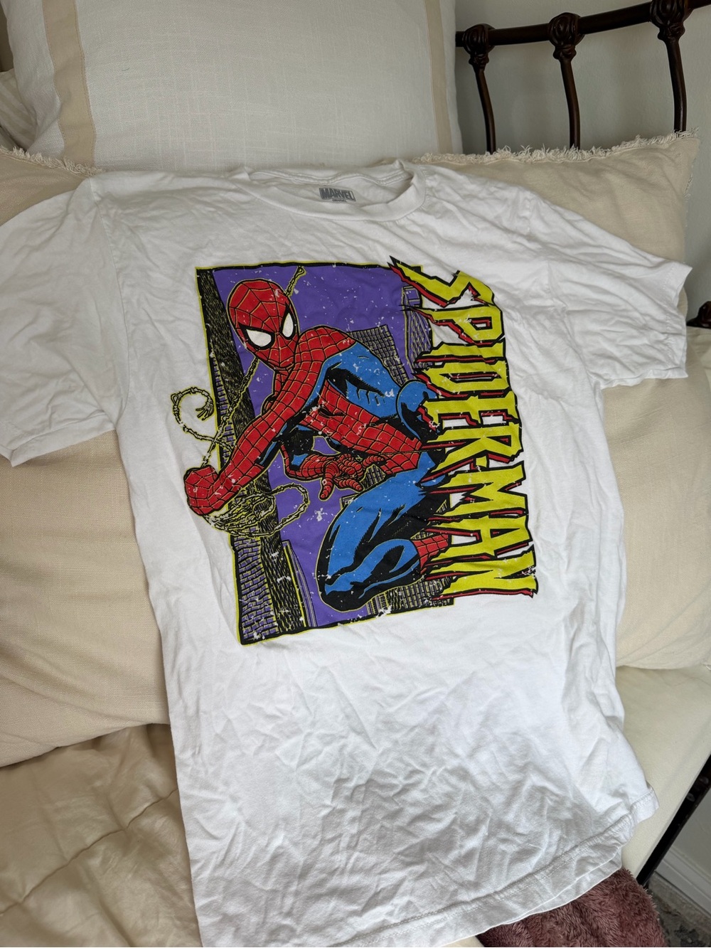 Marvel White Graphic T-Shirt Spiderman Print
